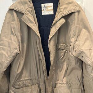 Vintage London Fog Men’s Overcoat Car Coat 40R Tan Lined 1970s USA